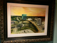 Downtown Lake Charles, La. (20"x30" Watercolor Original Painting with Frame)