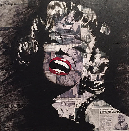Marilyn Monroe Mixed Media Original Painting (2'x2' Birchwood)