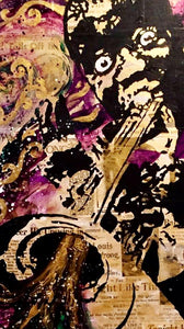 Louis Armstrong Mixed Media Original Painting (4'x2' birchwood)