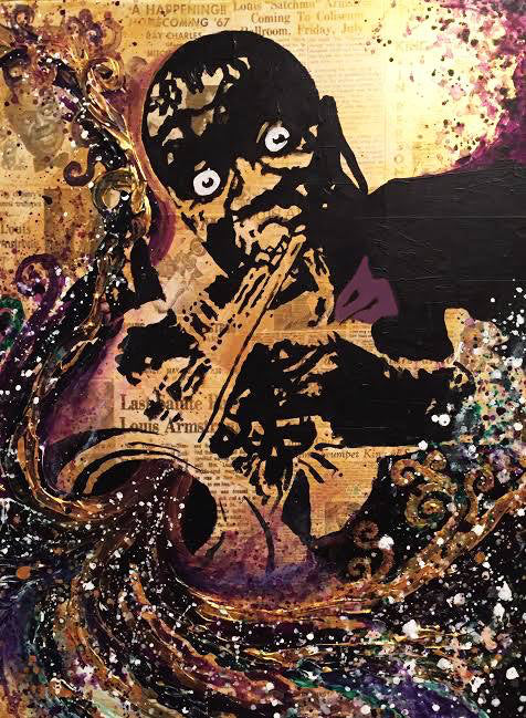 Louis Armstrong Mixed Media Original Painting (16