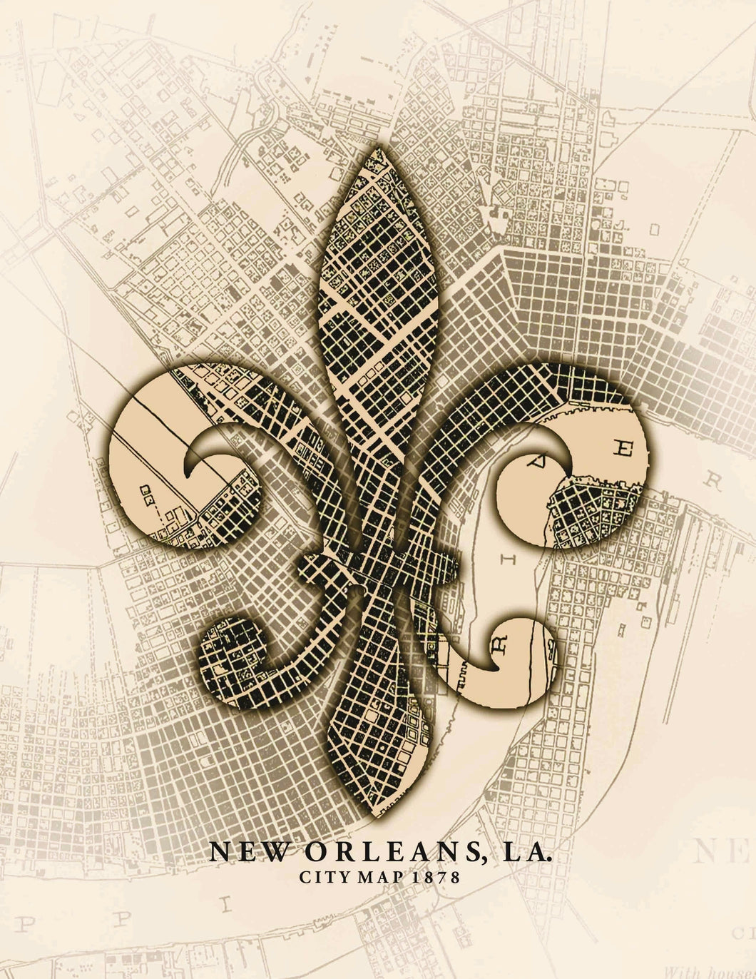 New Orleans Old City Map Digital Illustration (11