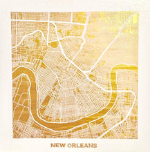 New Orleans Original Painting- Gold City Map (2'x2' Birchwood)